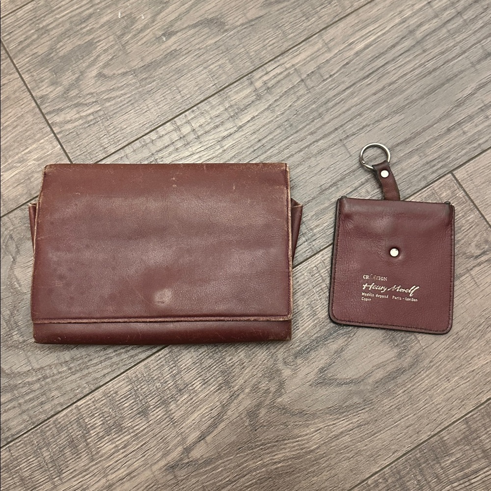 Vintage Leather Clutch Wallet and Key Pouch Paris